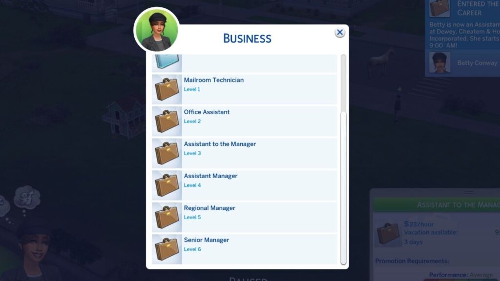 A screenshot from The Sims 4 of the way to cheat careers with the UI Cheats Extension 