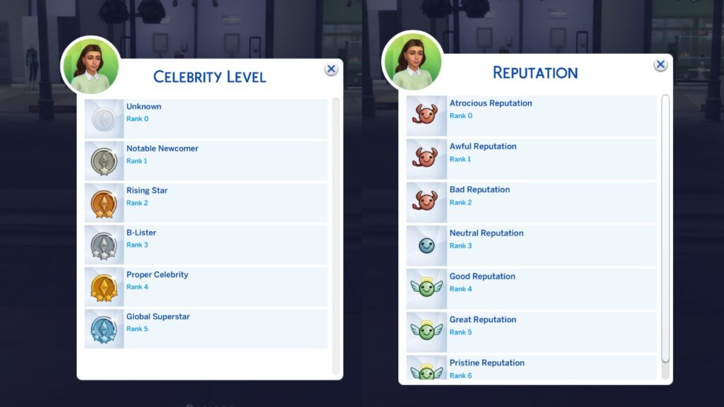 A screenshot from The Sims 4 showing how to cheat fame and reputation with ui cheats 