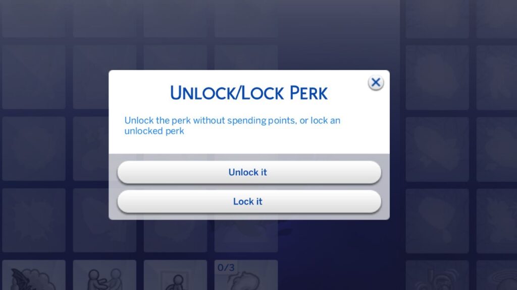 A screenshot from The Sims 4 showing how you can unlock occult perks with ui cheats 