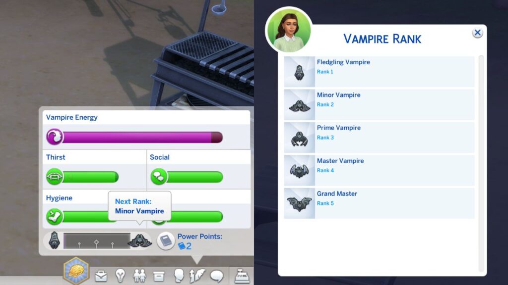 A screenshot from The Sims 4 showing how to increase occult rank with cheats 