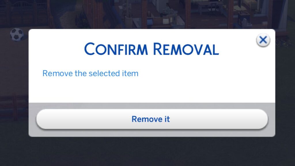 A screenshot from The Sims 4 showing the pop-up after trying to remove a trait 